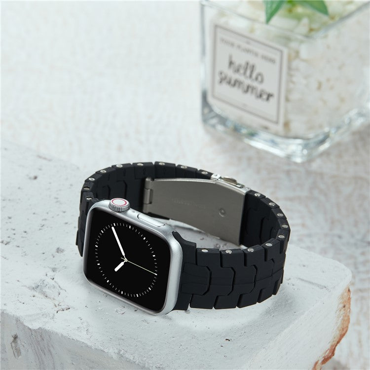 For Apple Watch Series 10 42mm / 9 8 7 41mm / SE (2023) SE (2022) SE 6 5 4 40mm / 3 2 1 38mm Watch Strap Replacement Silicone Band - Black