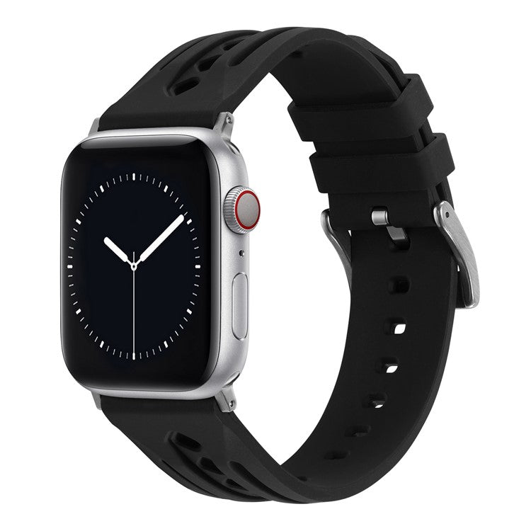 For Apple Watch 10 46mm / Ultra 2 / Ultra 49mm / 9 8 7 45mm / SE (2023) SE (2022) SE 6 5 4 44mm / 3 2 1 42mm Silicone Watch Band Hollow - Black
