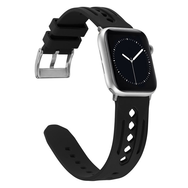 For Apple Watch 10 46mm / Ultra 2 / Ultra 49mm / 9 8 7 45mm / SE (2023) SE (2022) SE 6 5 4 44mm / 3 2 1 42mm Silicone Watch Band Hollow - Black