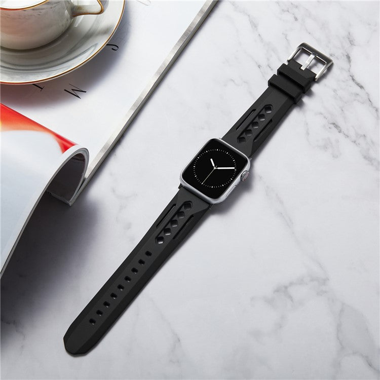 For Apple Watch 10 46mm / Ultra 2 / Ultra 49mm / 9 8 7 45mm / SE (2023) SE (2022) SE 6 5 4 44mm / 3 2 1 42mm Silicone Watch Band Hollow - Black