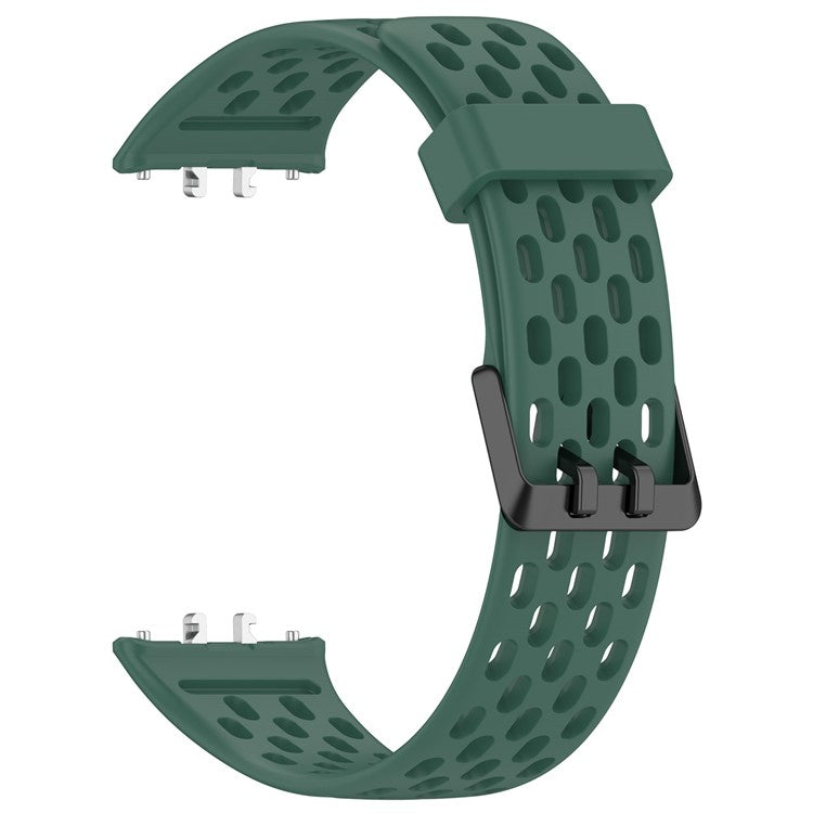For Samsung Galaxy Fit3 Strap Replacement Silicone Breathable Watch Bracelet - Dark Green
