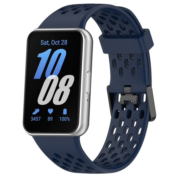 For Samsung Galaxy Fit3 Strap Replacement Silicone Breathable Watch Bracelet - Midnight Blue
