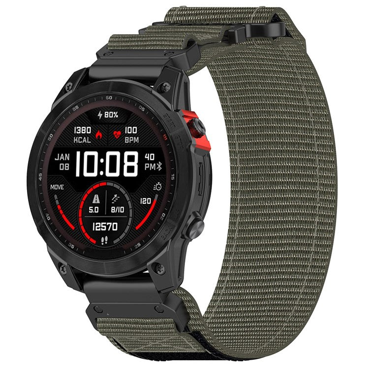 For Garmin Fenix 7 / Fenix 7 Pro / Instinct 2 Quickfit 22mm Magic Tape Watch Strap Nylon Wrist Band - Grey