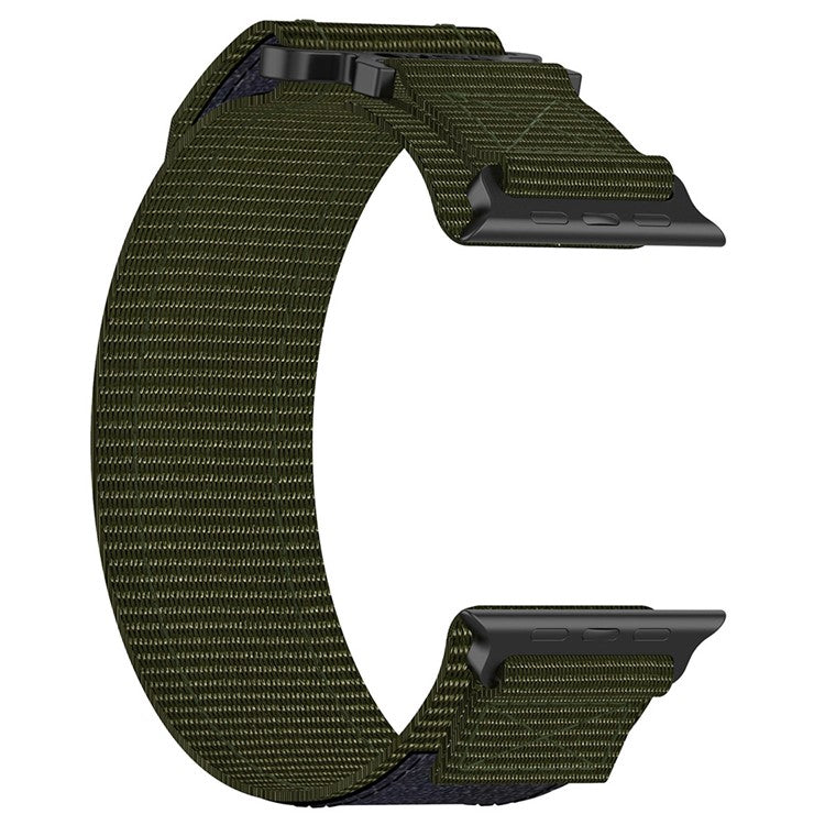 For Apple Watch 10 46mm / Ultra 2 / Ultra 49mm / 9 8 7 45mm / SE (2023) SE (2022) SE 6 5 4 44mm / 3 2 1 42mm Fastening Watchband Nylon Strap - Army Green