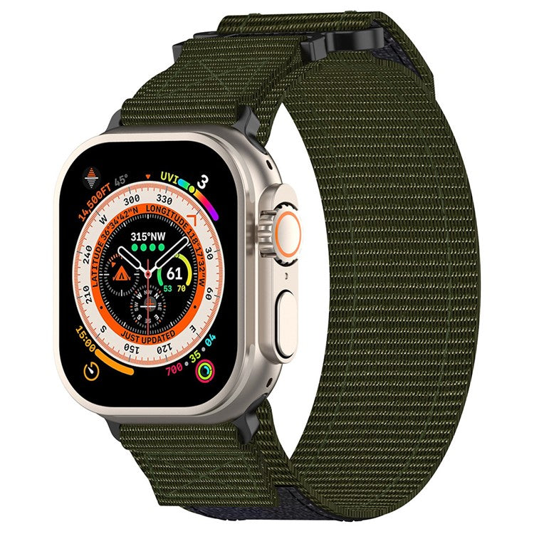 For Apple Watch 10 46mm / Ultra 2 / Ultra 49mm / 9 8 7 45mm / SE (2023) SE (2022) SE 6 5 4 44mm / 3 2 1 42mm Fastening Watchband Nylon Strap - Army Green