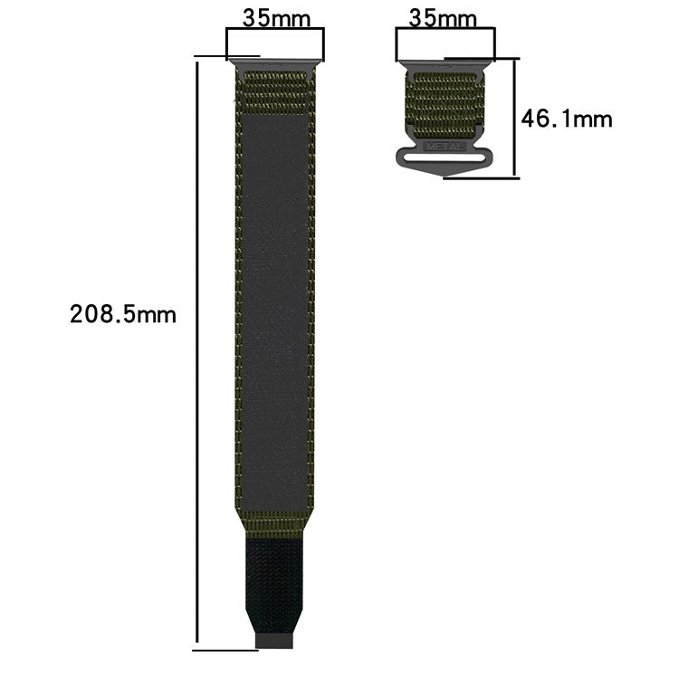 For Apple Watch 10 46mm / Ultra 2 / Ultra 49mm / 9 8 7 45mm / SE (2023) SE (2022) SE 6 5 4 44mm / 3 2 1 42mm Fastening Watchband Nylon Strap - Army Green