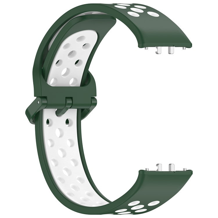 For Samsung Galaxy Fit3 Silicone Watch Bands Dual-Color Wrist Straps Replacement Parts - Dark Green+White