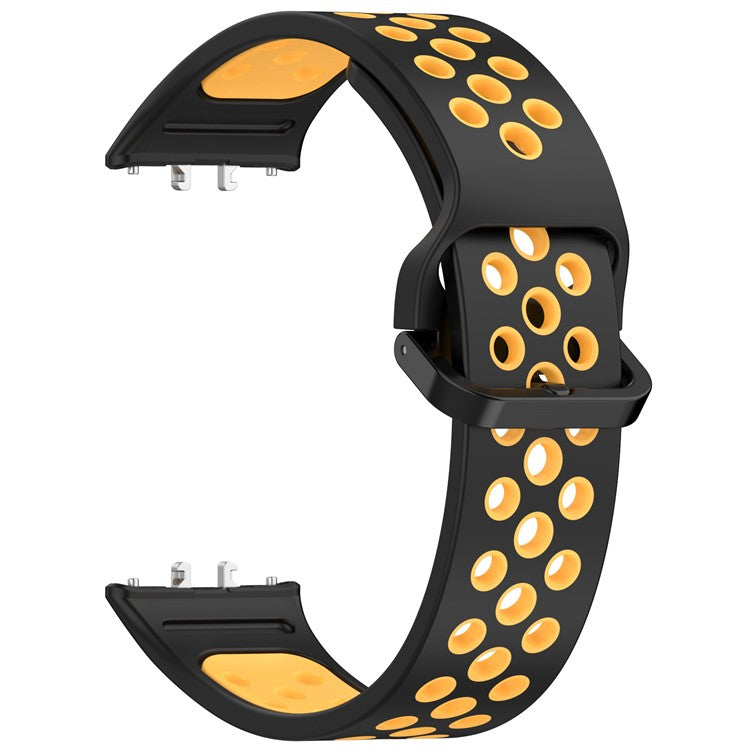 For Samsung Galaxy Fit3 Silicone Watch Bands Dual-Color Wrist Straps Replacement Parts - Black+Yellow