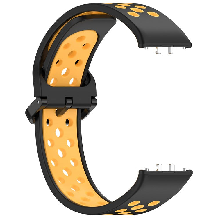For Samsung Galaxy Fit3 Silicone Watch Bands Dual-Color Wrist Straps Replacement Parts - Black+Yellow