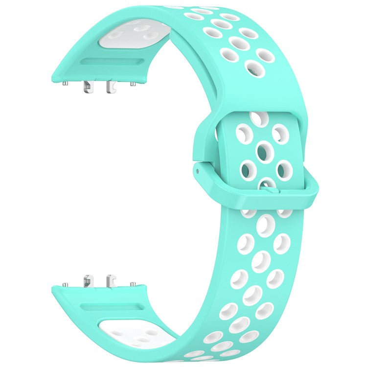 For Samsung Galaxy Fit3 Silicone Watch Bands Dual-Color Wrist Straps Replacement Parts - Teal+White