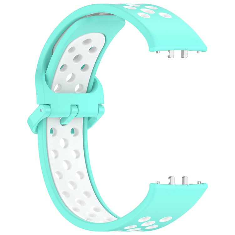 For Samsung Galaxy Fit3 Silicone Watch Bands Dual-Color Wrist Straps Replacement Parts - Teal+White