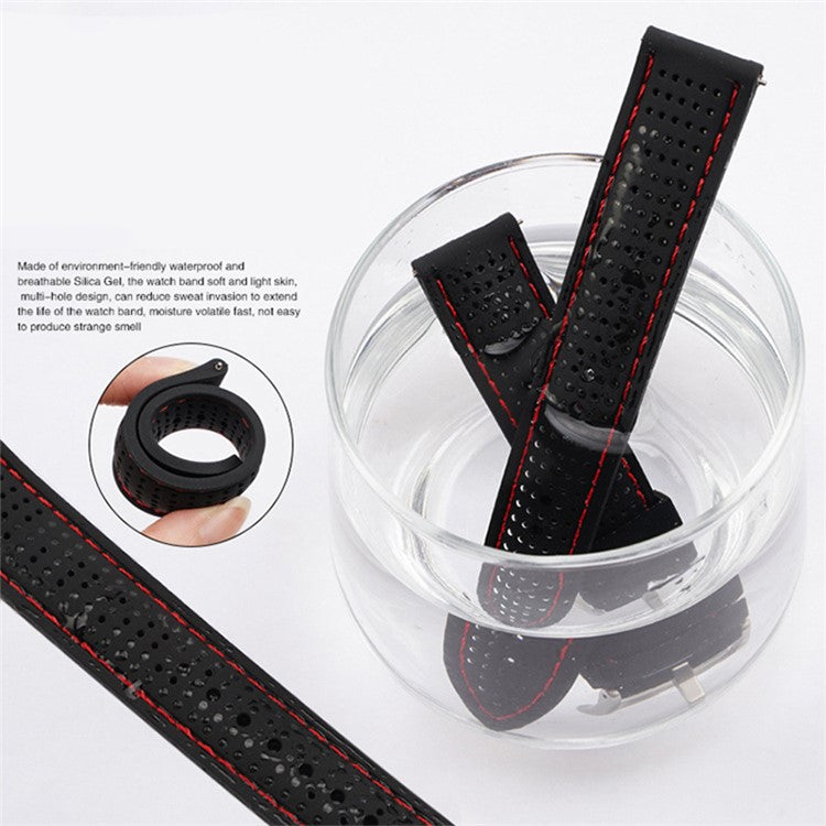 For Huawei Watch GT 3 42mm / GT 3 Pro 43mm Watch Band 20mm Silicone Wrist Strap - Black Buckle / Brown+Brown Thread