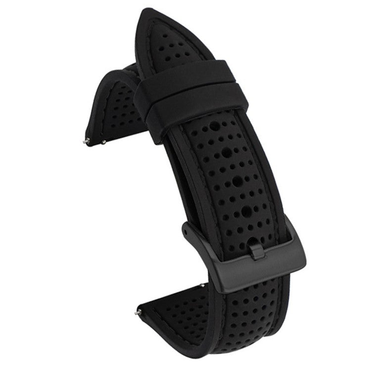 For Huawei Watch GT 3 42mm / GT 3 Pro 43mm Watch Band 20mm Silicone Wrist Strap - Black Buckle / Black+Black Thread