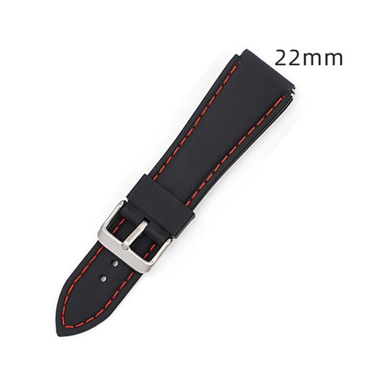 For Huawei Watch GT 4 46mm / Watch 4 / Watch 4 Pro Fluorubber Strap 22mm Waterproof Watch Band - Black+White Thread