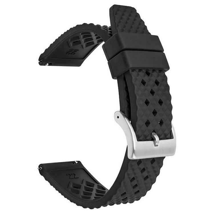 For Garmin Venu 3S / Watch GT 4 41mm Replacement Wrist Band 18mm Fluorubber Watch Strap - Black+Silver Buckle