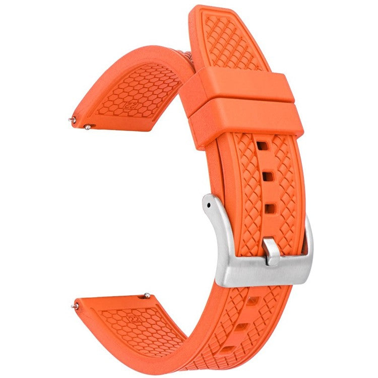 For Samsung / Huawei / Garmin Smart Watch Replacement Strap 20mm Universal Fluorubber Wrist Band - Orange+Silver Buckle