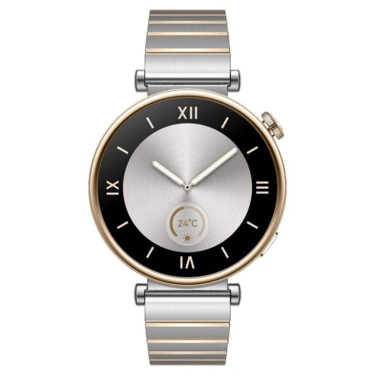 Watch Strap for Huawei Watch GT 4 41mm / Garmin Venu 3S / 2S Stainless Steel 18mm Universal Replacement Wrist Band - Silver+Gold