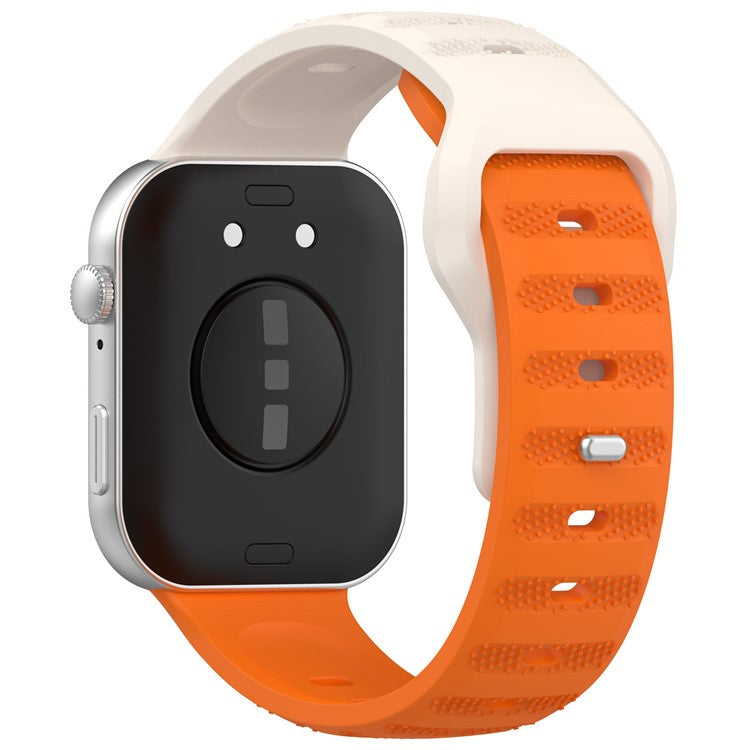 For Huawei Watch Fit 3 Silicone Watch Strap Dots Design Adjustable Wrist Band - Long Orange+Short Starlight