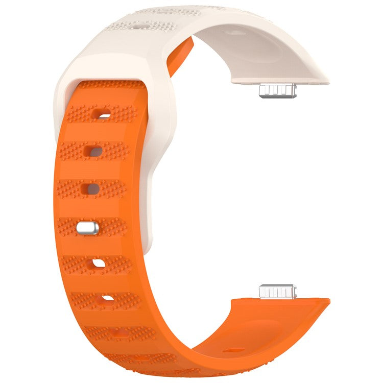 For Huawei Watch Fit 3 Silicone Watch Strap Dots Design Adjustable Wrist Band - Long Orange+Short Starlight