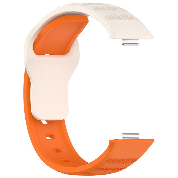 For Huawei Watch Fit 3 Silicone Watch Strap Dots Design Adjustable Wrist Band - Long Orange+Short Starlight