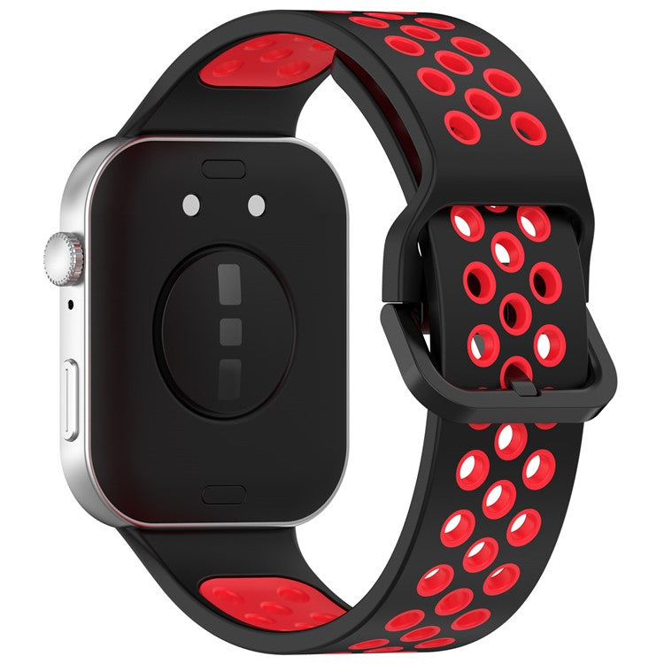 For Huawei Watch Fit 3 Soft Silicone Watch Strap Replacement Dual Color Band - Black+Red