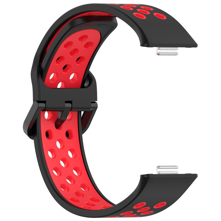 For Huawei Watch Fit 3 Soft Silicone Watch Strap Replacement Dual Color Band - Black+Red