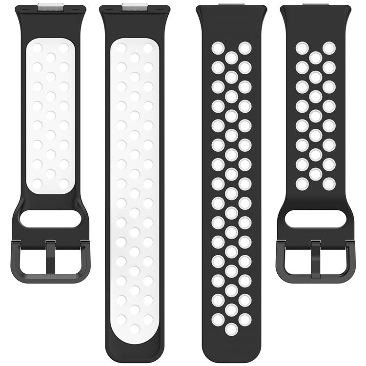 For Huawei Watch Fit 3 Soft Silicone Watch Strap Replacement Dual Color Band - Black+Red