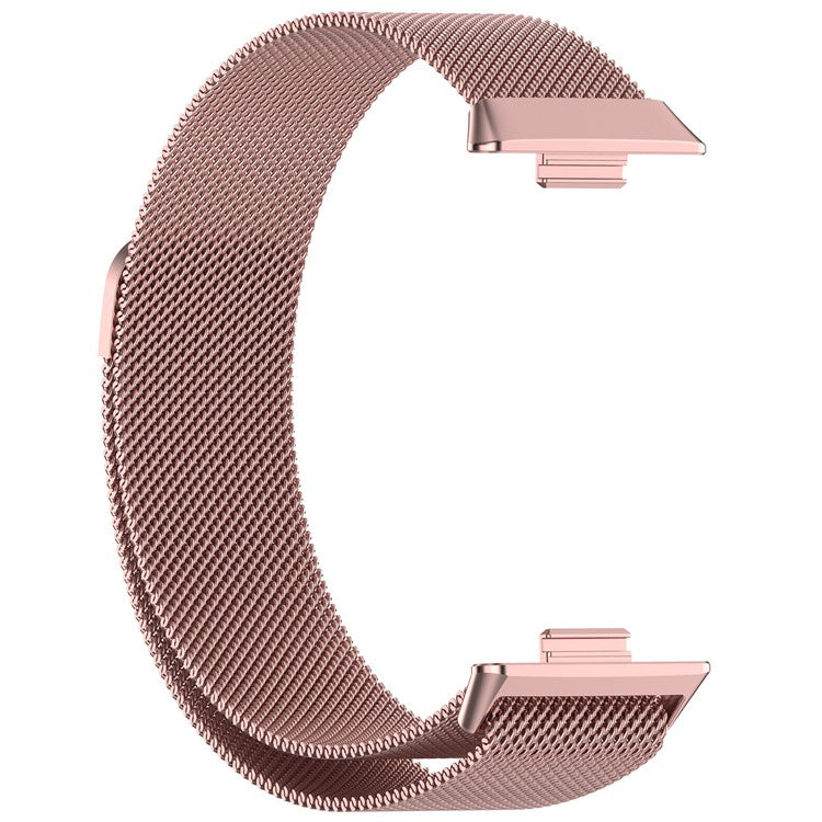 For Huawei Watch Fit 3 Metal Strap Stainless Steel Magnetic Milanese Watch Band - Rose Pink