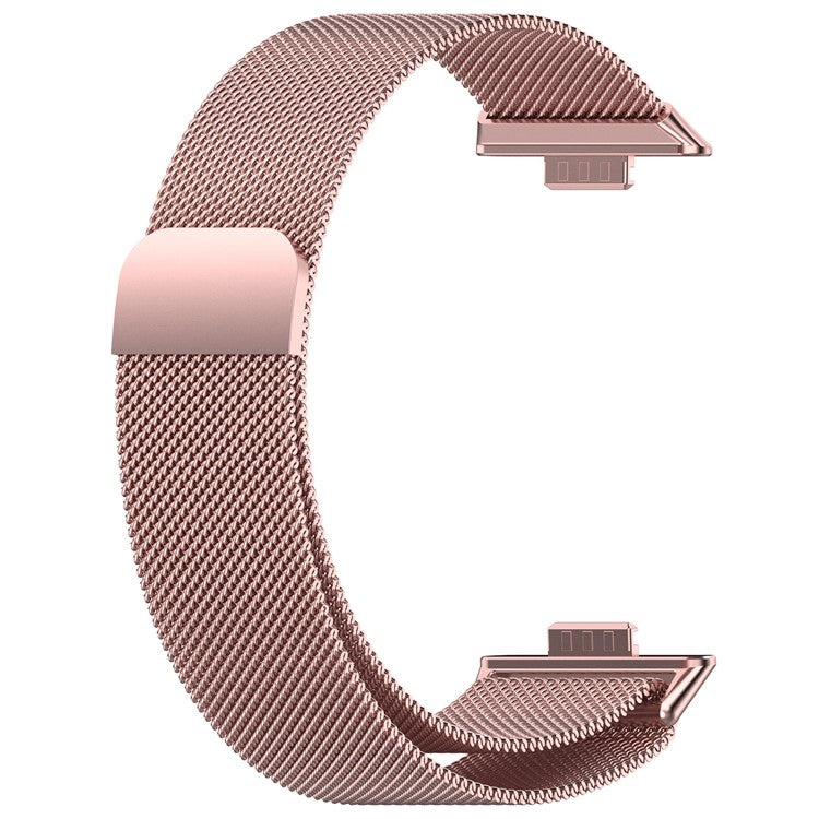 For Huawei Watch Fit 3 Metal Strap Stainless Steel Magnetic Milanese Watch Band - Rose Pink