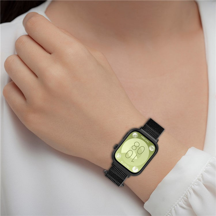 For Huawei Watch Fit 3 Wrist Watch Band Nylon Comfortable Strap Replacement - Yellow+Grey