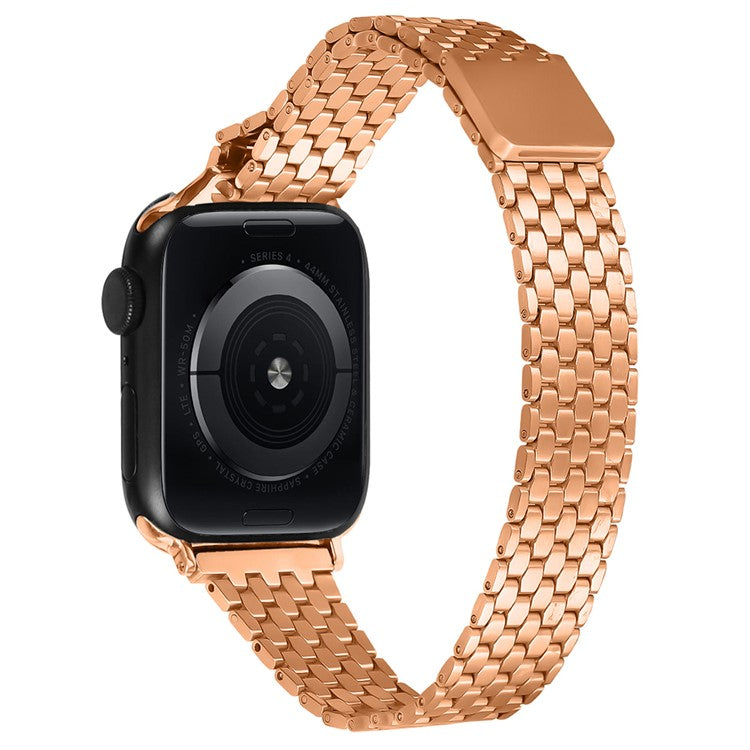 For Apple Watch Series 10 42mm / 9 8 7 41mm / SE (2023) SE (2022) SE 6 5 4 40mm / 3 2 1 38mm Stainless Steel Honeycomb Magnetic Buckle Strap - Rose Gold