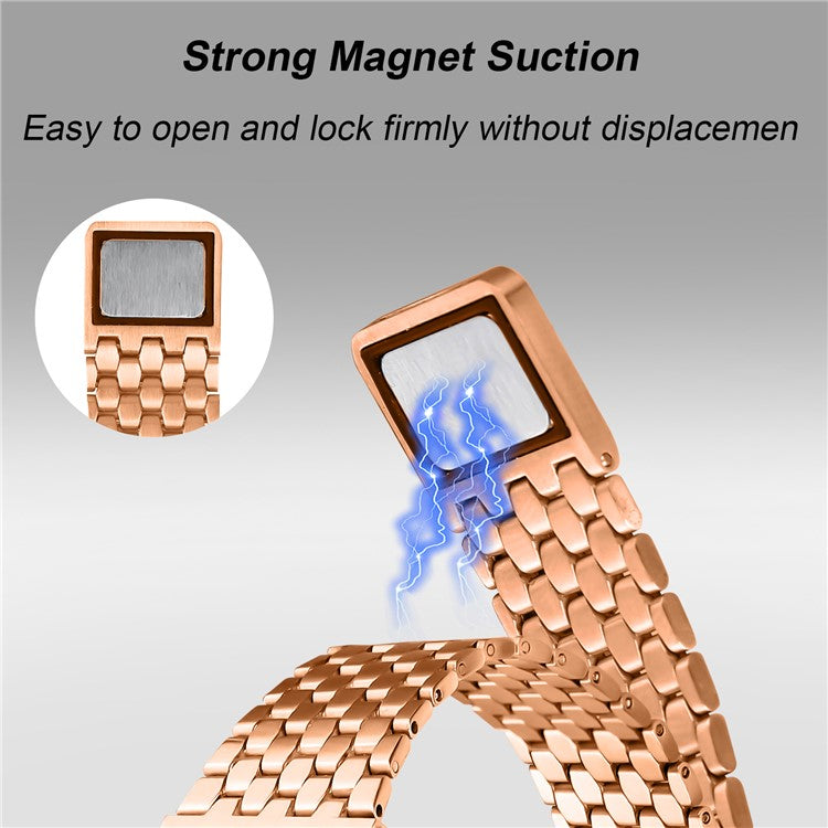 For Apple Watch Series 10 42mm / 9 8 7 41mm / SE (2023) SE (2022) SE 6 5 4 40mm / 3 2 1 38mm Stainless Steel Honeycomb Magnetic Buckle Strap - Rose Gold