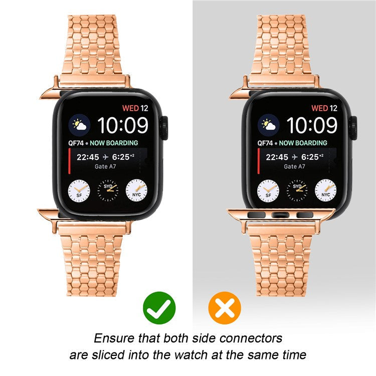 For Apple Watch Series 10 42mm / 9 8 7 41mm / SE (2023) SE (2022) SE 6 5 4 40mm / 3 2 1 38mm Stainless Steel Honeycomb Magnetic Buckle Strap - Rose Gold