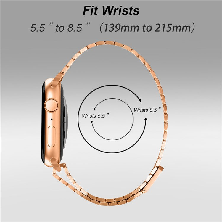For Apple Watch Series 10 42mm / 9 8 7 41mm / SE (2023) SE (2022) SE 6 5 4 40mm / 3 2 1 38mm Stainless Steel Honeycomb Magnetic Buckle Strap - Rose Gold