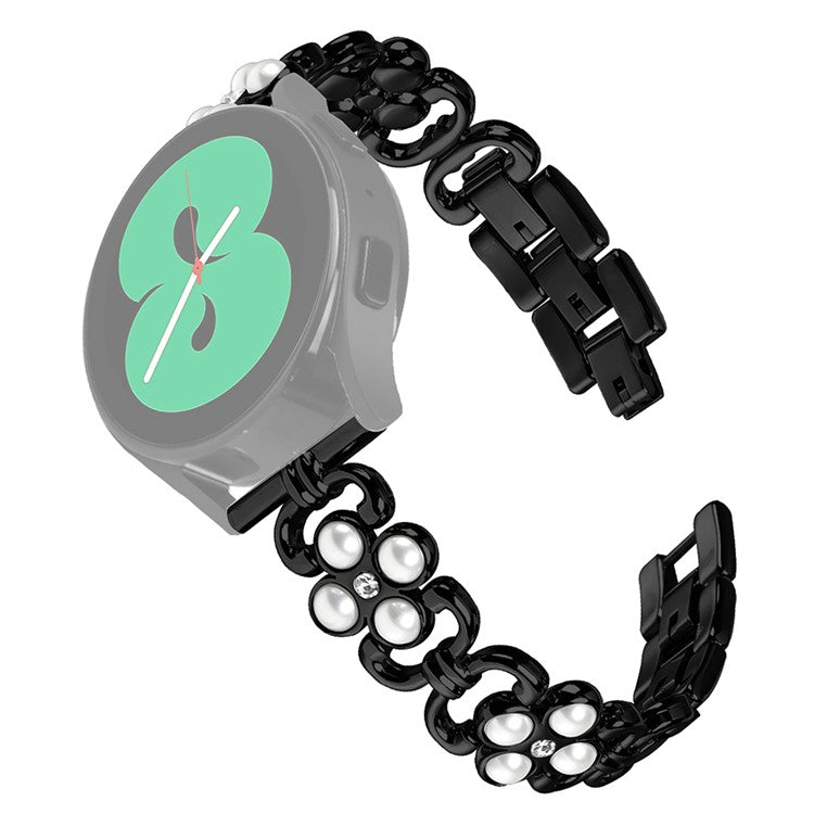 For Huami Amazfit GTS 2 Smartwatch Strap Pearl Four Leaf Clover Stainless Steel Band - Black