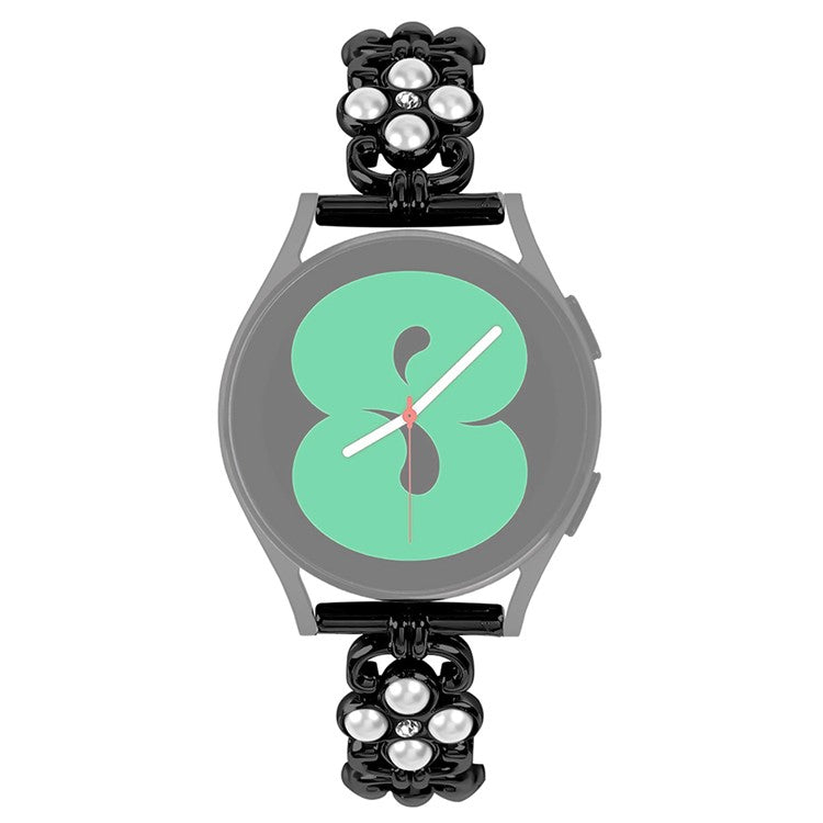 For Huami Amazfit GTS 2 Smartwatch Strap Pearl Four Leaf Clover Stainless Steel Band - Black