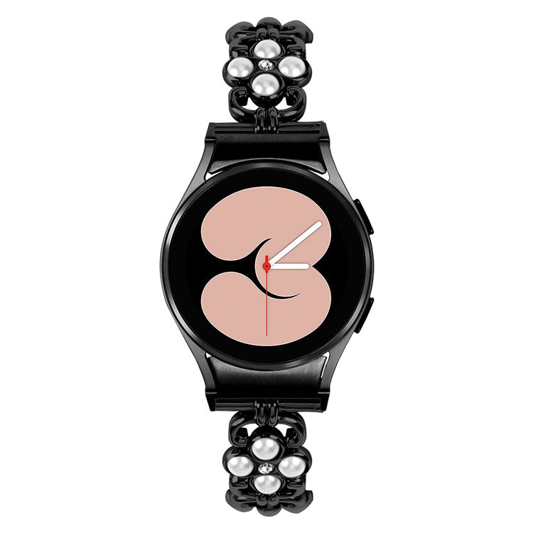 For Samsung Galaxy Watch6 40mm 44mm / Watch6 Classic 43mm 47mm Tool Free Four Leaf Clover Stainless Steel Watch Strap - Black