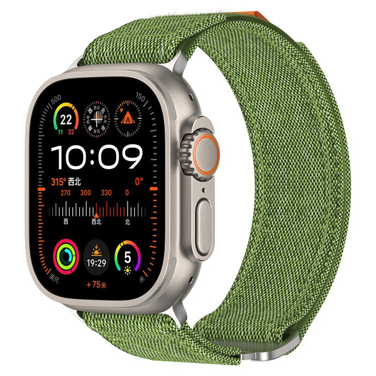 For Apple Watch 10 46mm / Ultra 2 / Ultra 49mm / 9 8 7 45mm / SE (2023) SE (2022) SE 6 5 4 44mm / 3 2 1 42mm Watch Band Nylon Loop Strap - Army Green