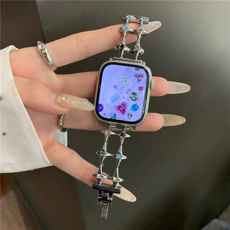 For Apple Watch Series 10 42mm / 9 8 7 41mm / SE (2023) SE (2022) SE 6 5 4 40mm / 3 2 1 38mm Alloy Bracelet Watch Band - Silver