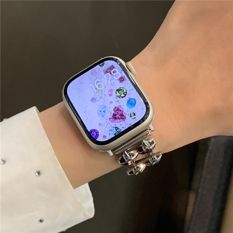 For Apple Watch Series 10 42mm / 9 8 7 41mm / SE (2023) SE (2022) SE 6 5 4 40mm / 3 2 1 38mm Alloy Bracelet Watch Band - Silver