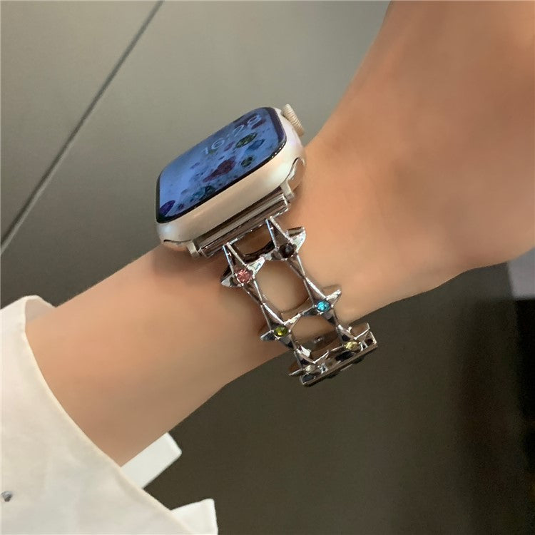 For Apple Watch Series 10 42mm / 9 8 7 41mm / SE (2023) SE (2022) SE 6 5 4 40mm / 3 2 1 38mm Alloy Bracelet Watch Band - Silver