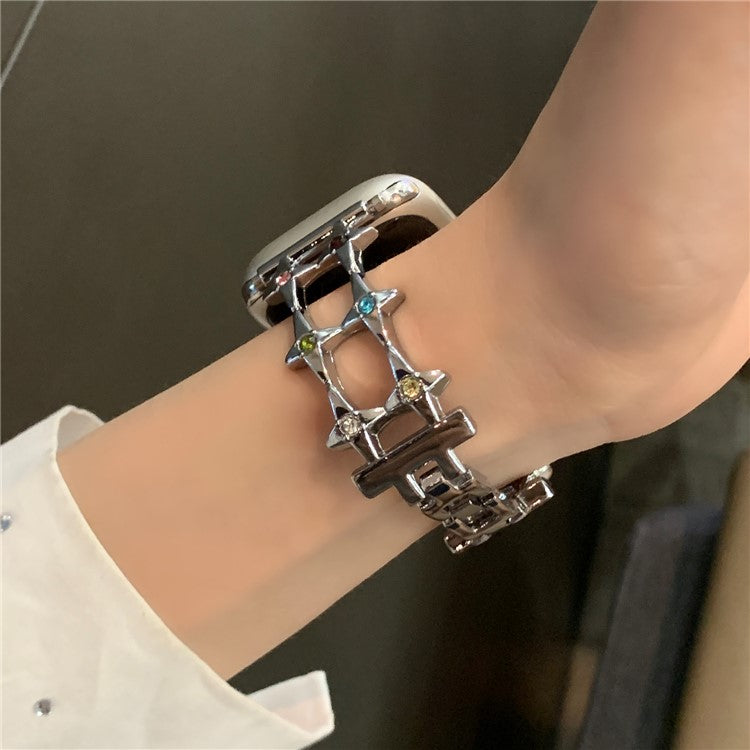 For Apple Watch Series 10 42mm / 9 8 7 41mm / SE (2023) SE (2022) SE 6 5 4 40mm / 3 2 1 38mm Alloy Bracelet Watch Band - Silver