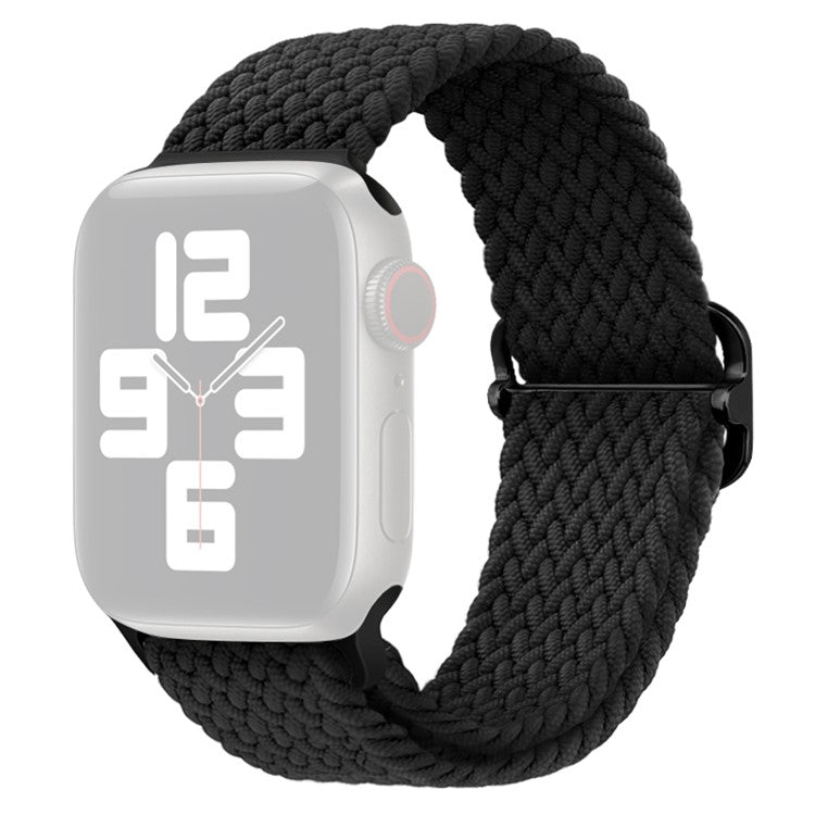 For Apple Watch Series 10 42mm / 9 8 7 41mm / SE (2023) SE (2022) SE 6 5 4 40mm / 3 2 1 38mm Watch Band Braided Nylon Strap - Black