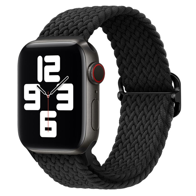 For Apple Watch Series 10 42mm / 9 8 7 41mm / SE (2023) SE (2022) SE 6 5 4 40mm / 3 2 1 38mm Watch Band Braided Nylon Strap - Black