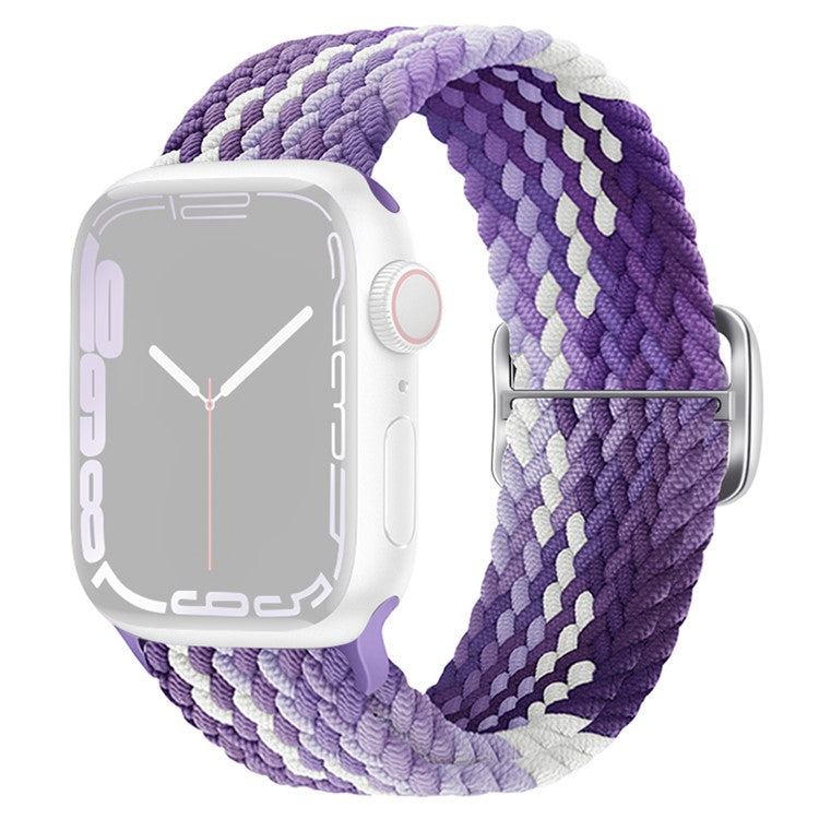 For Apple Watch Series 10 42mm / 9 8 7 41mm / SE (2023) SE (2022) SE 6 5 4 40mm / 3 2 1 38mm Watch Band Braided Nylon Strap - Purple