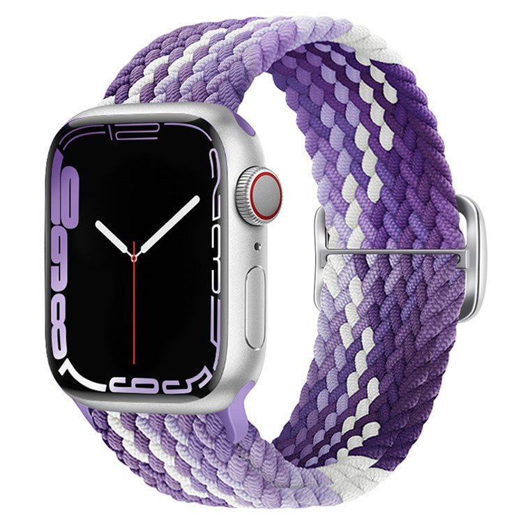 For Apple Watch Series 10 42mm / 9 8 7 41mm / SE (2023) SE (2022) SE 6 5 4 40mm / 3 2 1 38mm Watch Band Braided Nylon Strap - Purple