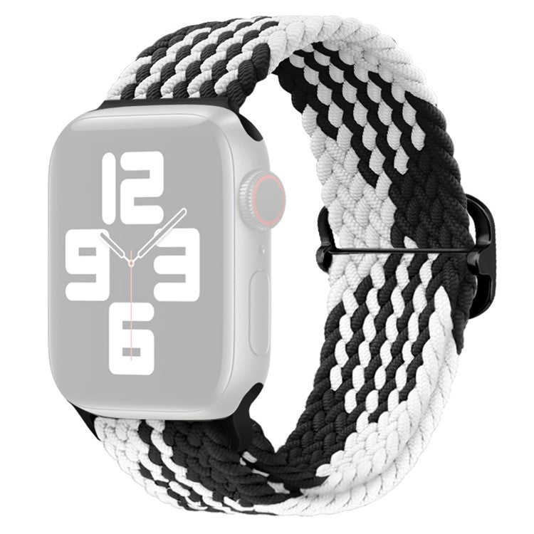 For Apple Watch 10 46mm / Ultra 2 / Ultra 49mm / 9 8 7 45mm / SE (2023) SE (2022) SE 6 5 4 44mm / 3 2 1 42mm Strap Nylon Braided Watch Band - Z-Shape Black+White