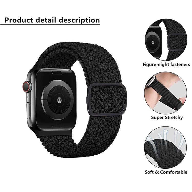 For Apple Watch 10 46mm / Ultra 2 / Ultra 49mm / 9 8 7 45mm / SE (2023) SE (2022) SE 6 5 4 44mm / 3 2 1 42mm Strap Nylon Braided Watch Band - Z-Shape Black+White