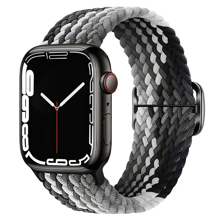 For Apple Watch 10 46mm / Ultra 2 / Ultra 49mm / 9 8 7 45mm / SE (2023) SE (2022) SE 6 5 4 44mm / 3 2 1 42mm Strap Nylon Braided Watch Band - Gradient Black