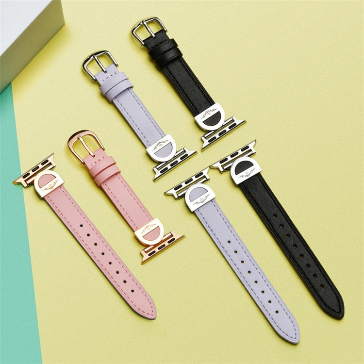 For Apple Watch 10 46mm / Ultra 2 / Ultra 49mm / 9 8 7 45mm / SE (2023) SE (2022) SE 6 5 4 44mm / 3 2 1 42mm Watch Band Microfiber Leather Strap - Grey